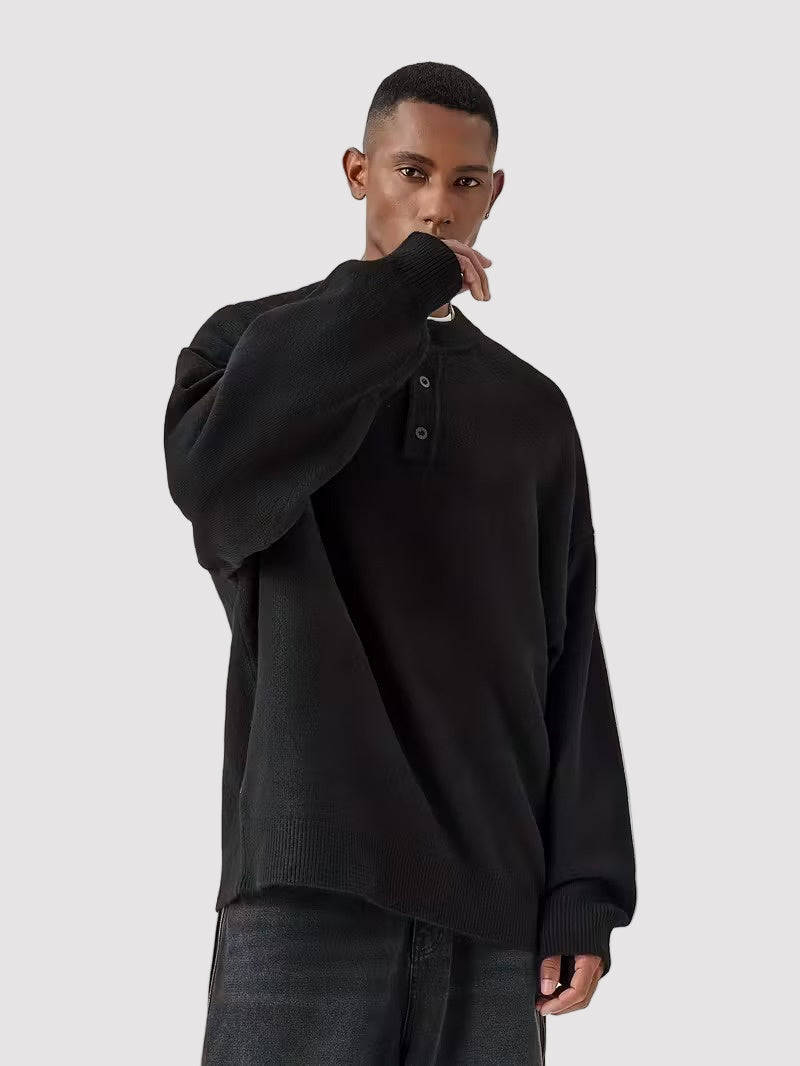 Men’s Sweater with Three-Button Placket