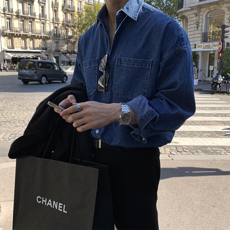 Men’s Denim Button-Down Shirt