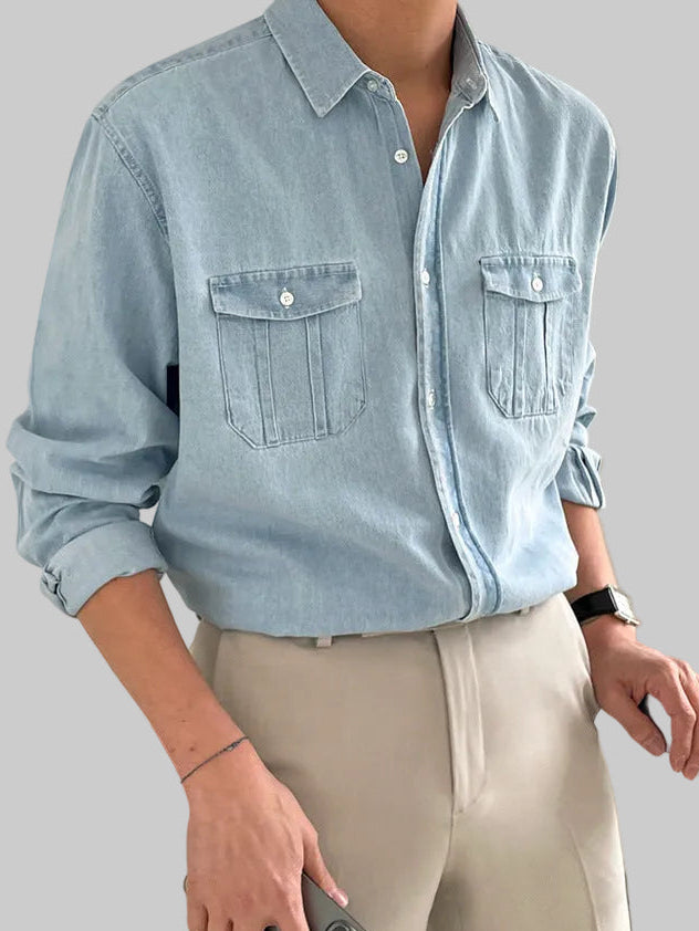 Men’s Denim Long-Sleeved Shirt