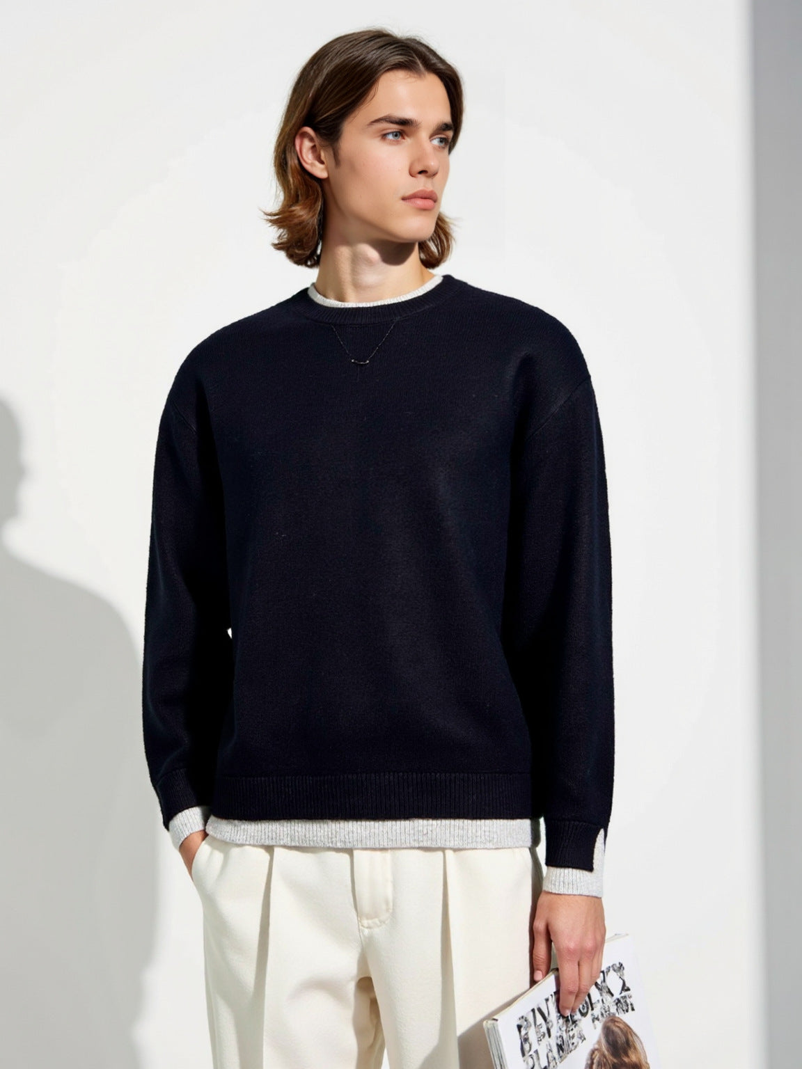 Men's Ribbed Crew Neck Sweater