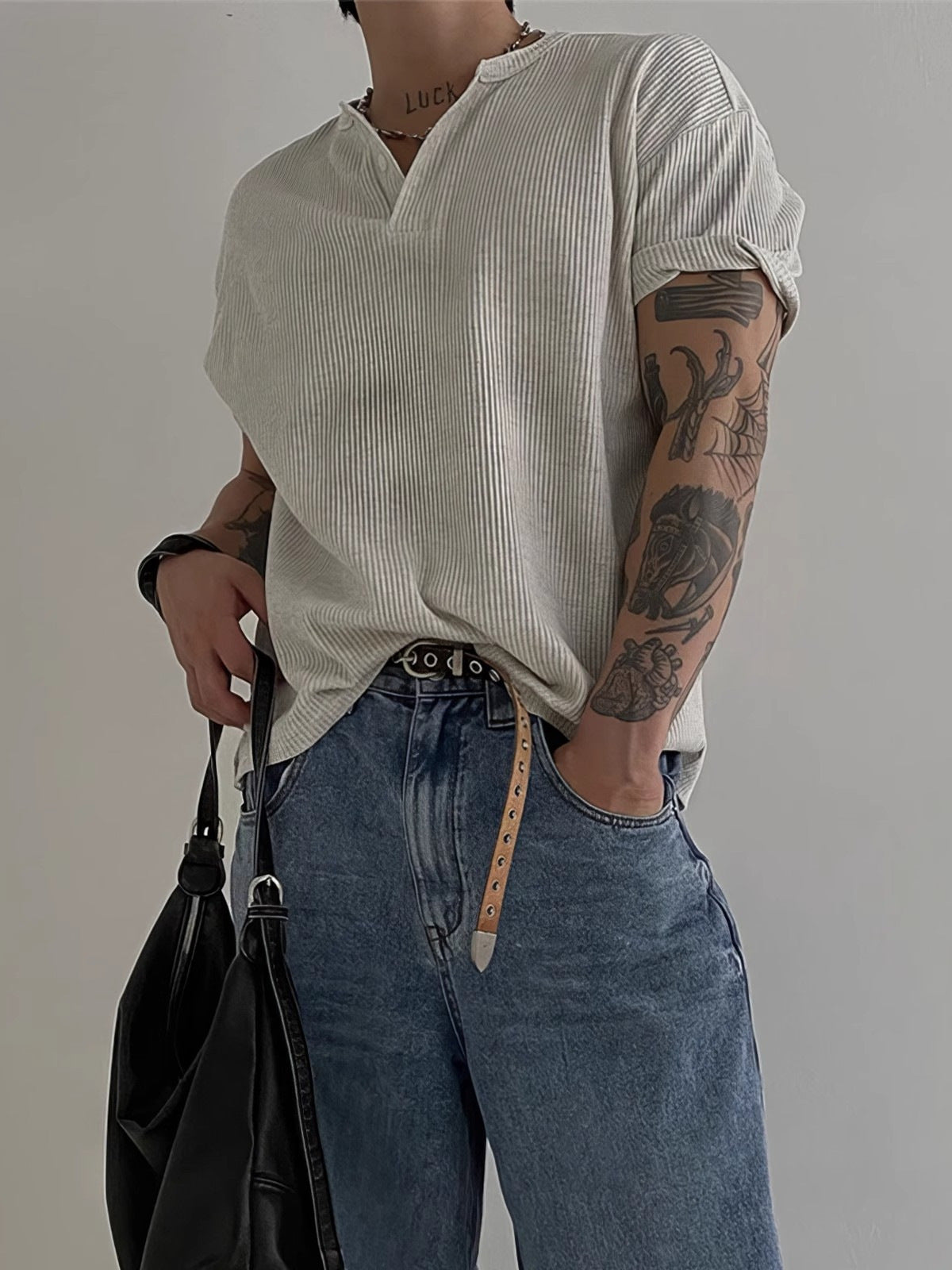 Men’s Ribbed Henley T-Shirt