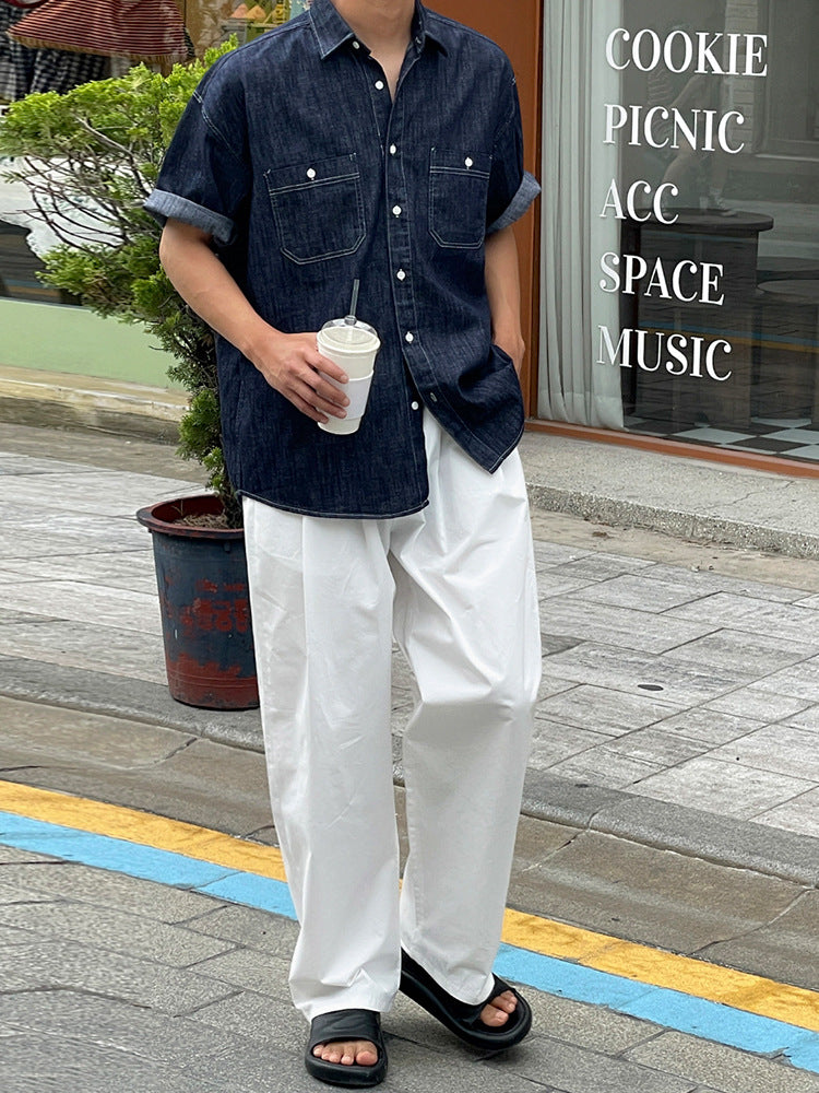 Men’s Short-Sleeved Denim Shirt
