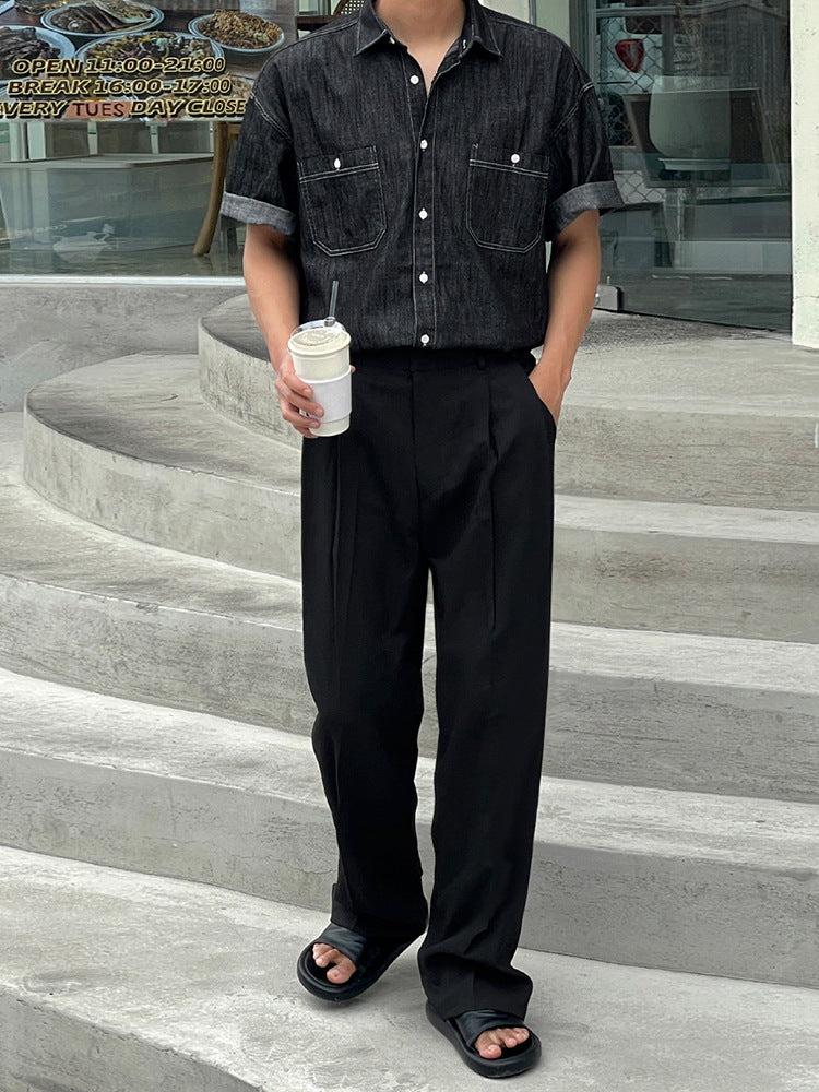 Men’s Short-Sleeved Denim Shirt
