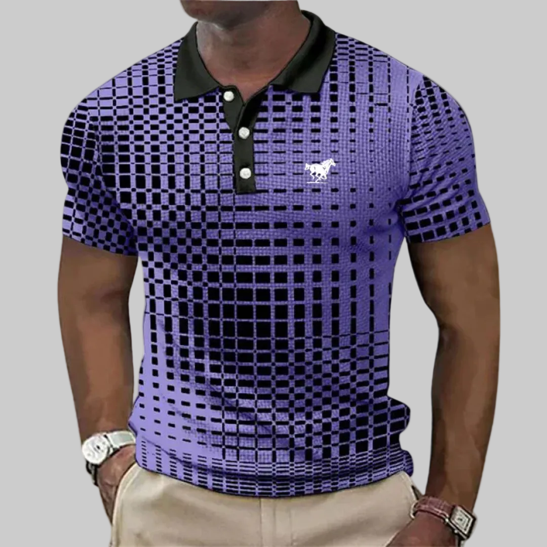 Men’s Short Sleeve Polo Shirt with Geometric Pattern