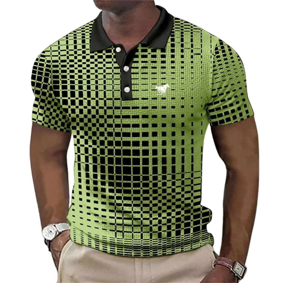 Men’s Short Sleeve Polo Shirt with Geometric Pattern