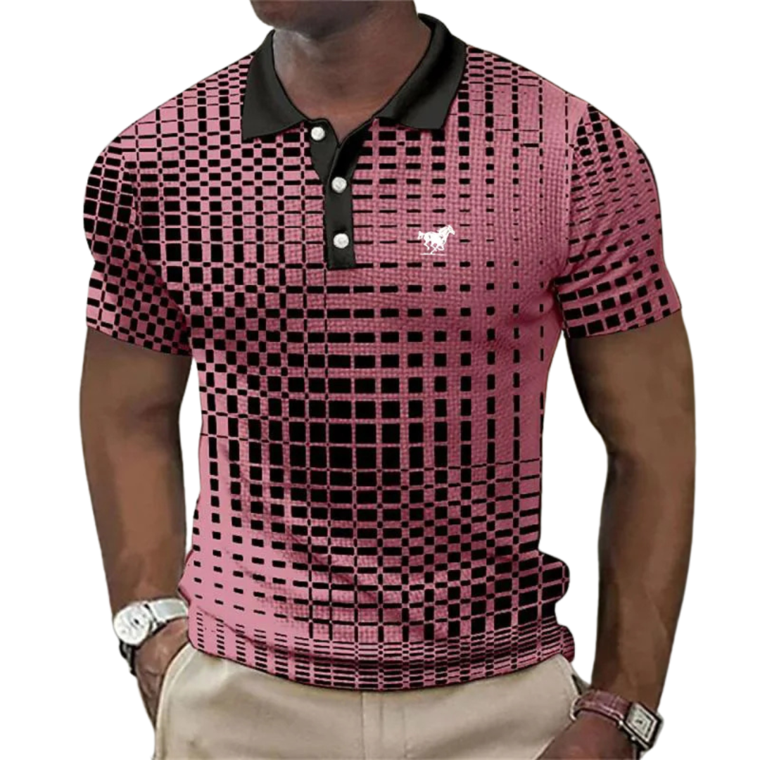 Men’s Short Sleeve Polo Shirt with Geometric Pattern
