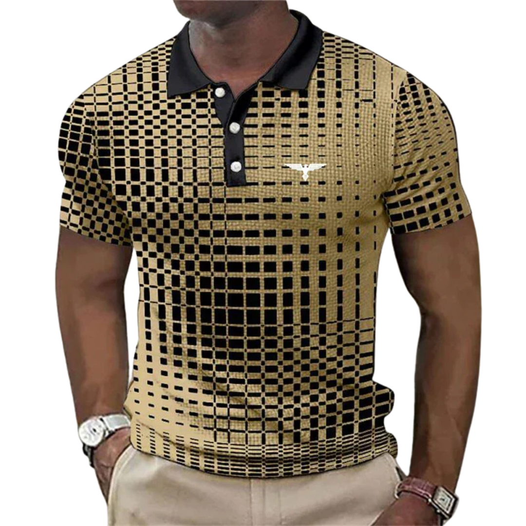 Men’s Short Sleeve Polo Shirt with Geometric Pattern