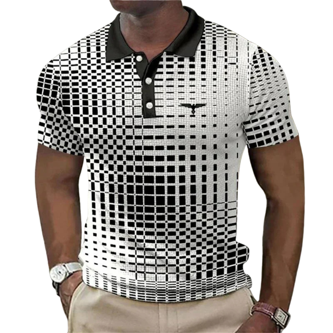 Men’s Short Sleeve Polo Shirt with Geometric Pattern