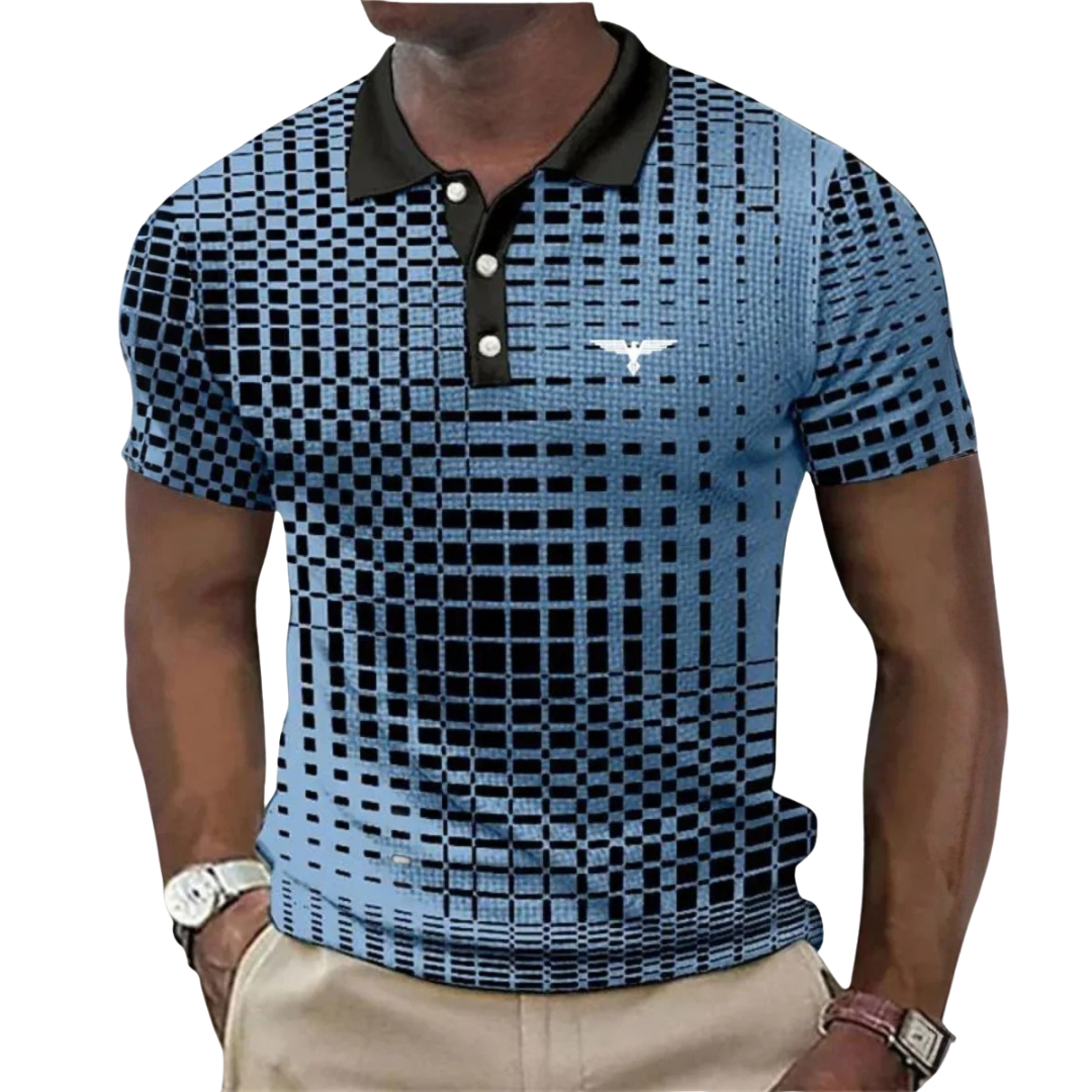 Men’s Short Sleeve Polo Shirt with Geometric Pattern