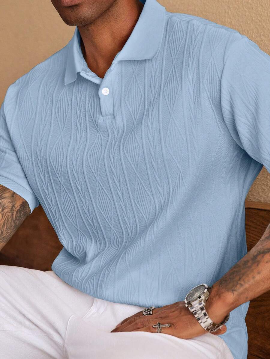 Men’s Short Sleeve Polo Shirt with Textured Pattern