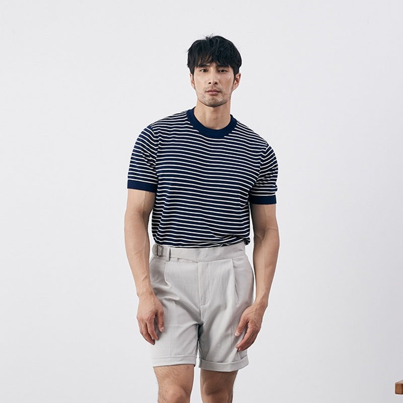 Men’s Striped Knit Short Sleeve Shirt