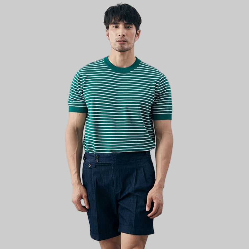 Men’s Striped Knit Short Sleeve Shirt