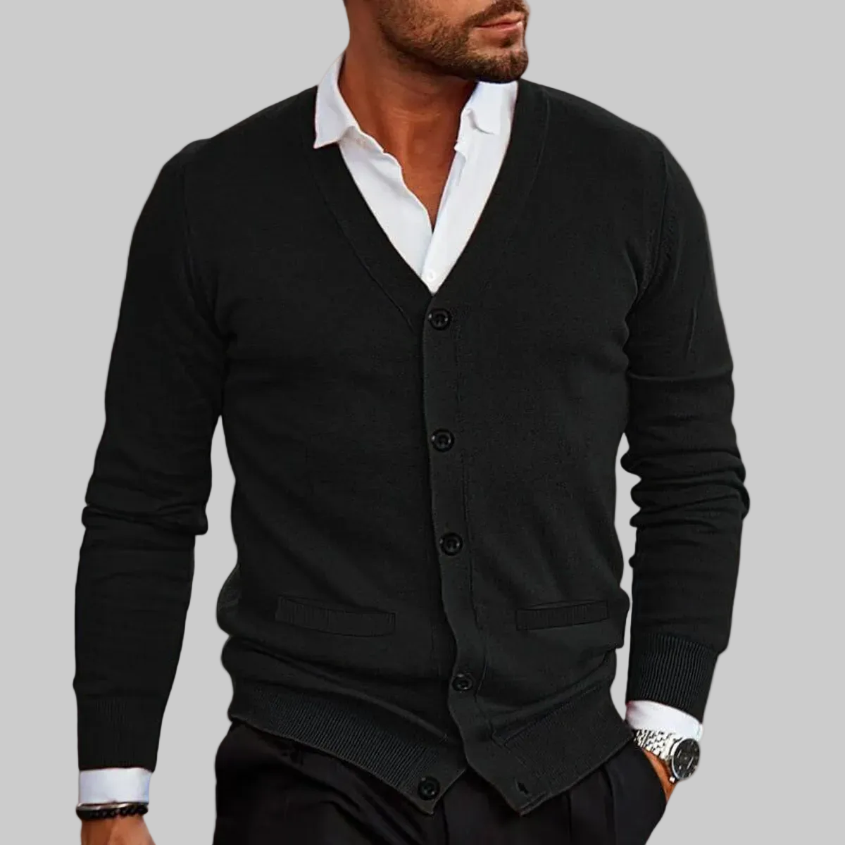 Men’s V-Neck Button Cardigan