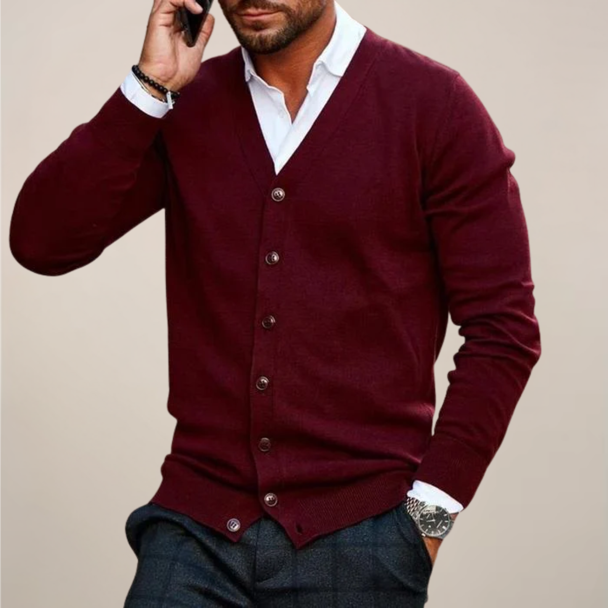 Men’s V-Neck Button Cardigan