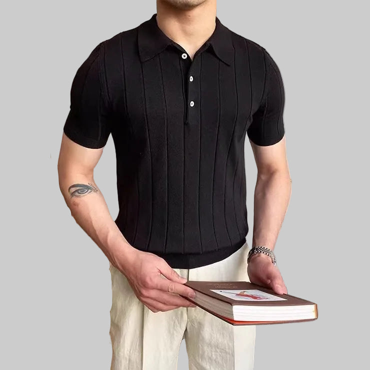 Men’s Vertical Ribbed Polo Shirt