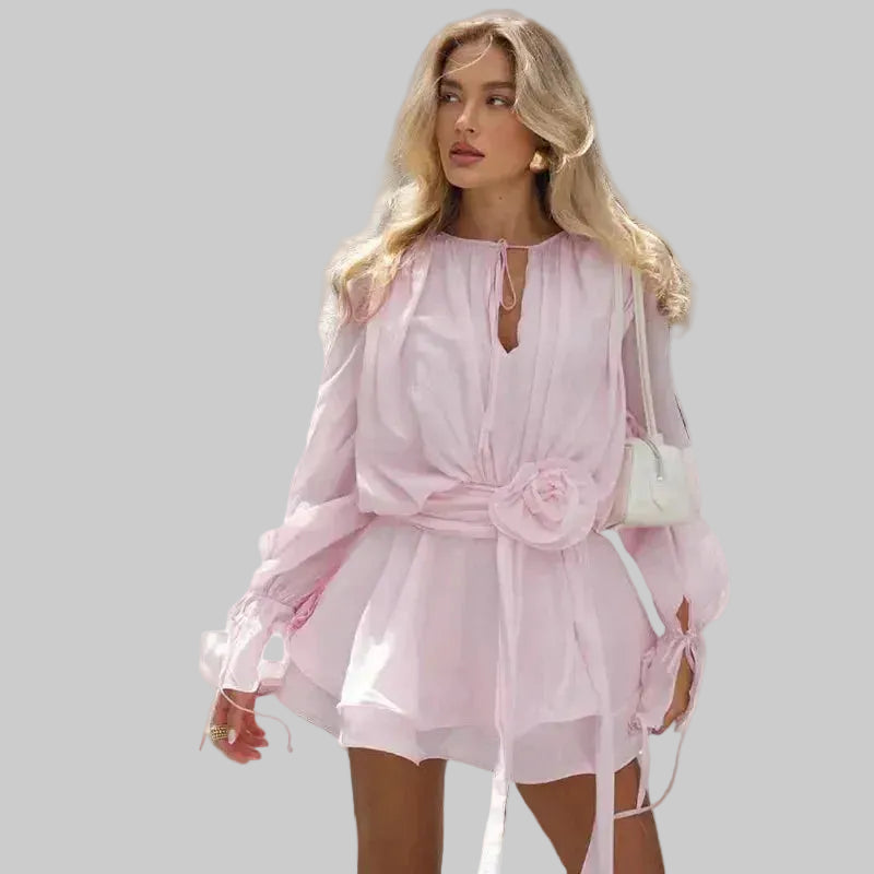 Women’s Long-Sleeved Dress with Belt