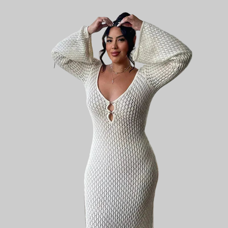 white crochet maxi dress long sleeve Topshop knit crochet long sleeve maxi dress in cream