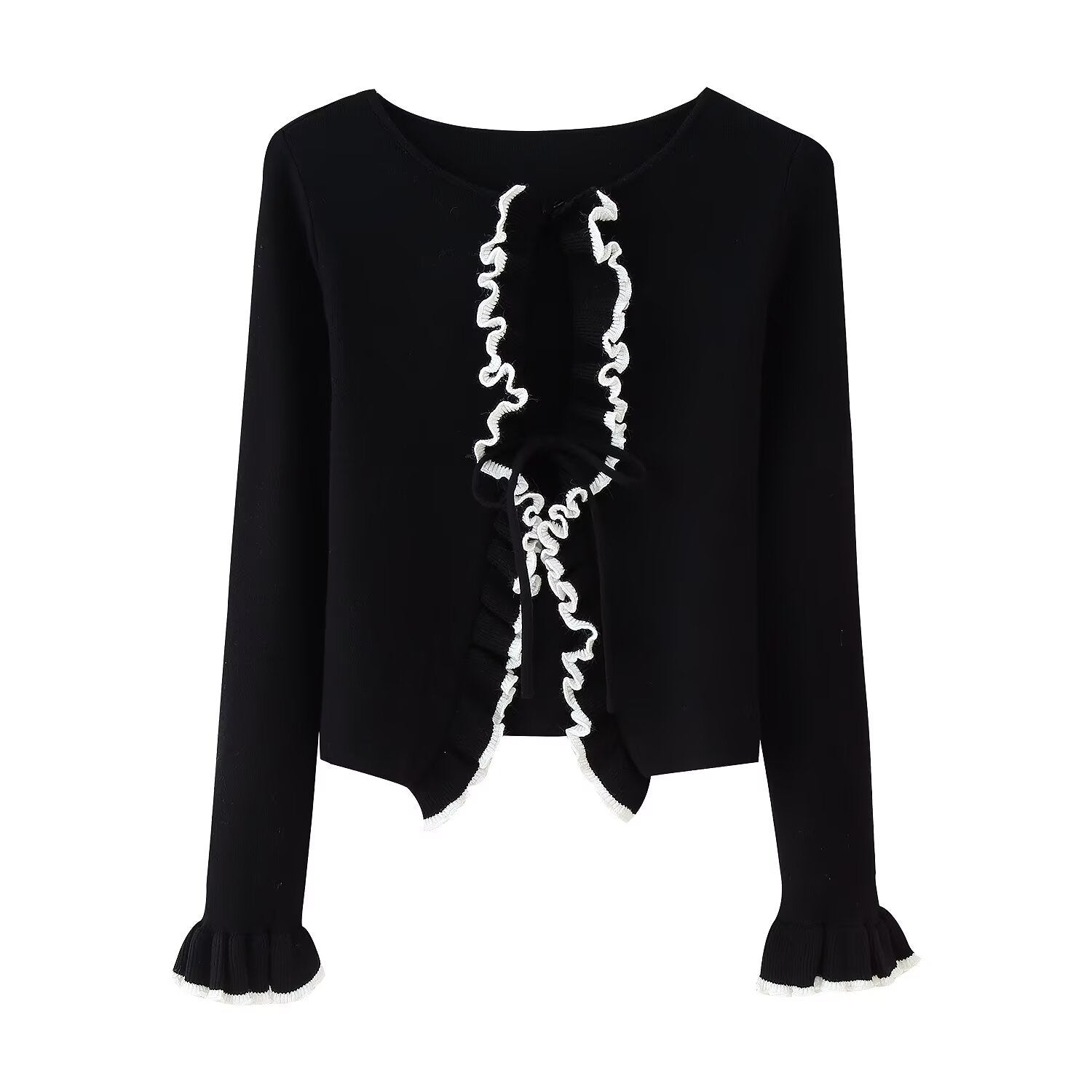 Women’s Long Sleeve Crop Top with Ribbed Texture