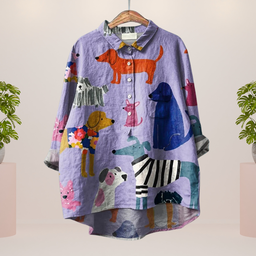 Women’s Long Sleeve Shirt with Multicolour Graphic Print