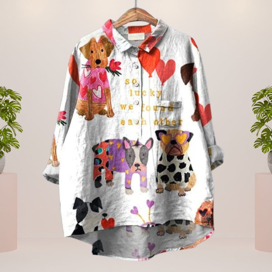 Women’s Long Sleeve Shirt with Multicolour Graphic Print