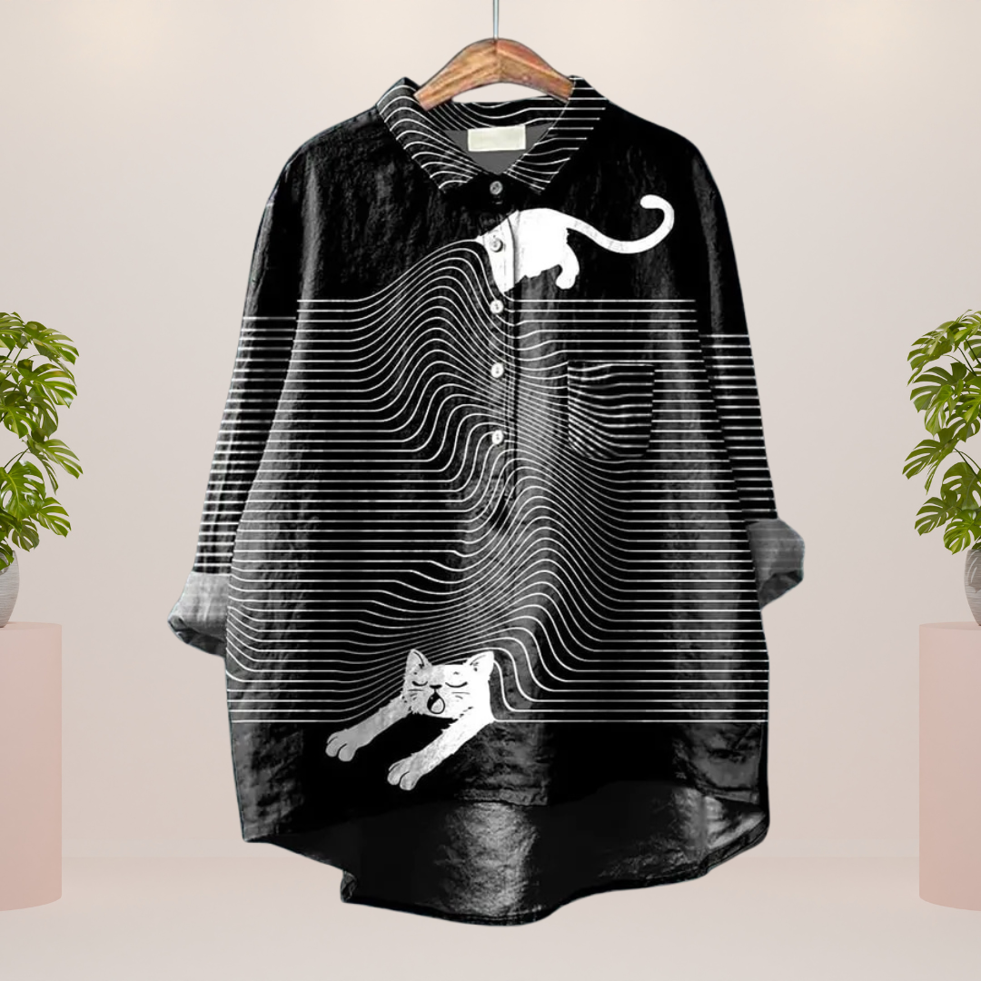 Women’s Long Sleeve Shirt with Multicolour Graphic Print