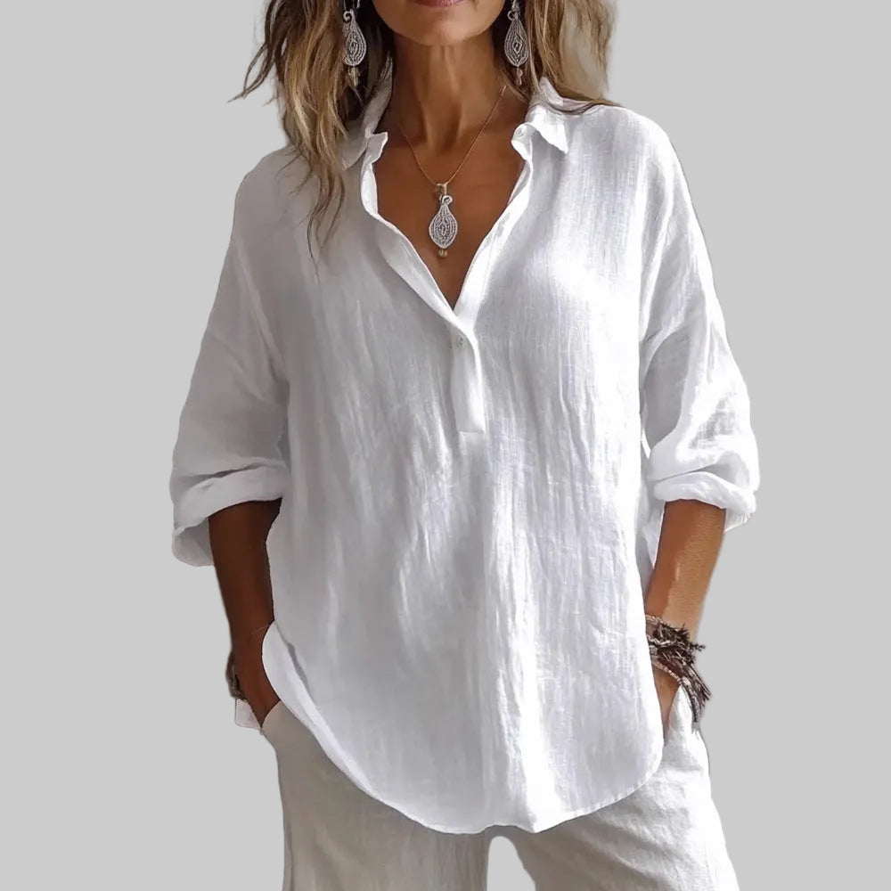 Women’s Long Sleeve Shirt with Split Neckline
