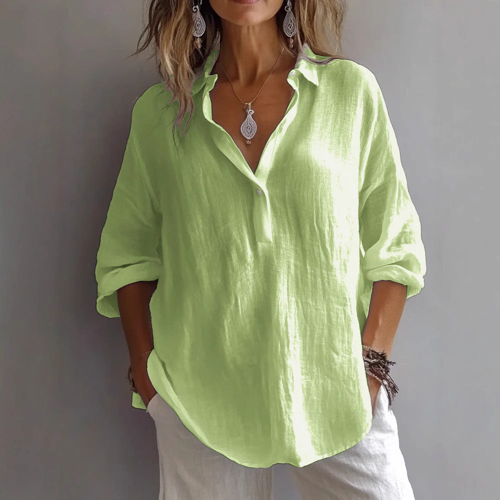 Women’s Long Sleeve Shirt with Split Neckline
