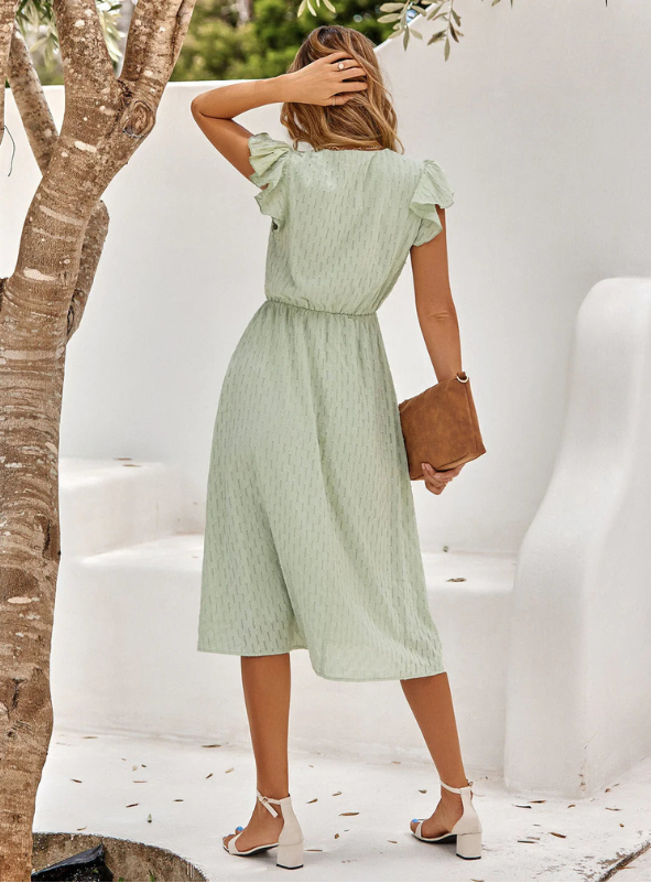 Women’s Midi Dress with Flutter Sleeves