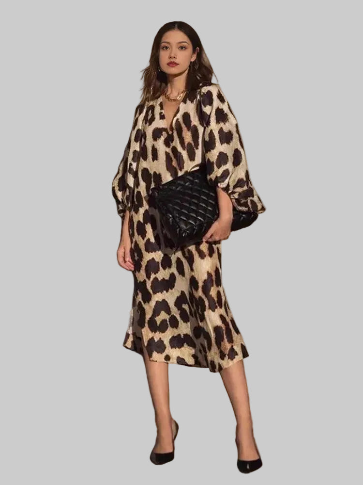 Women’s Midi Dress with Leopard Print