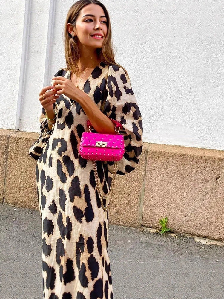 Women’s Midi Dress with Leopard Print