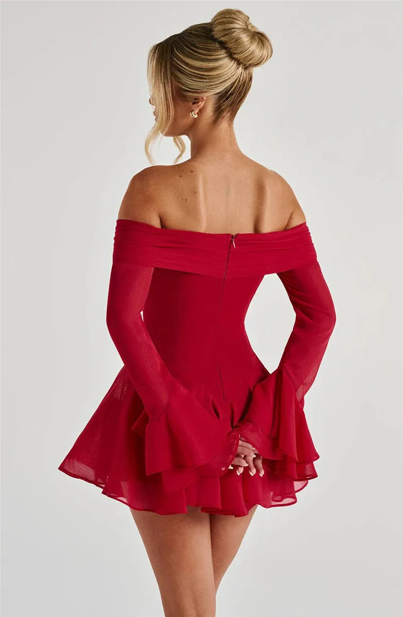 Women’s Off-the-Shoulder Mini Dress with Tie Detail
