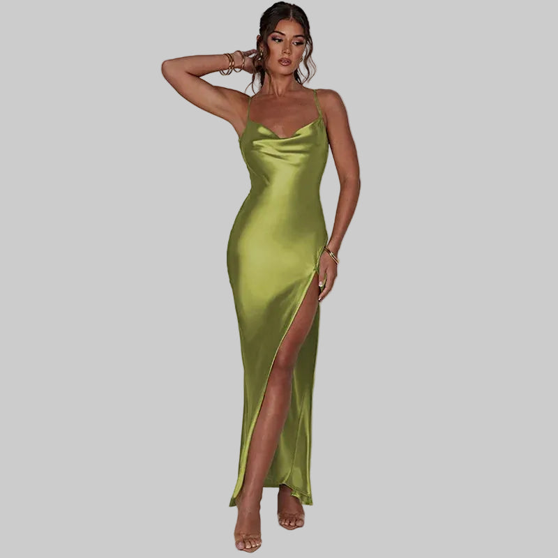 Women’s Satin Slit Maxi Dress