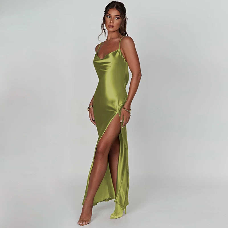 Women’s Satin Slit Maxi Dress