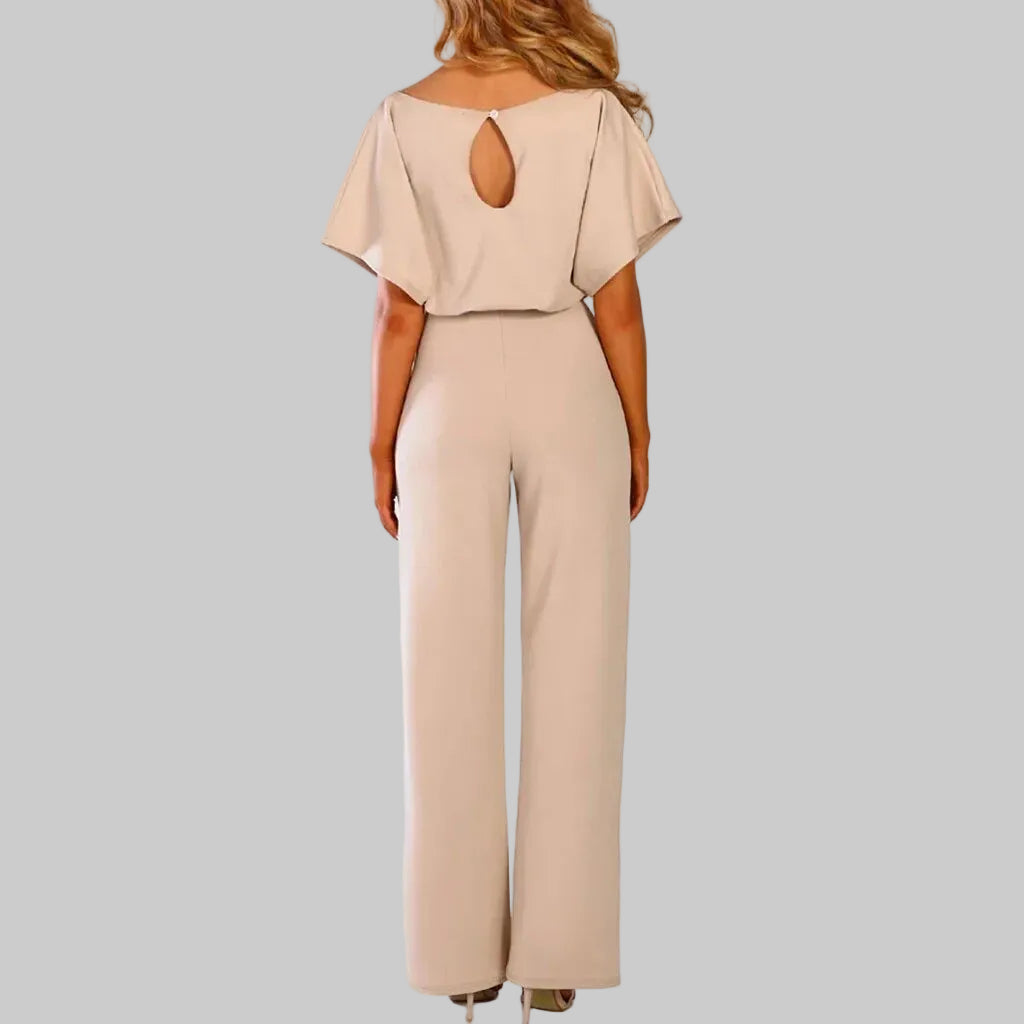 Women’s Short Sleeve Jumpsuit with Belt Tie