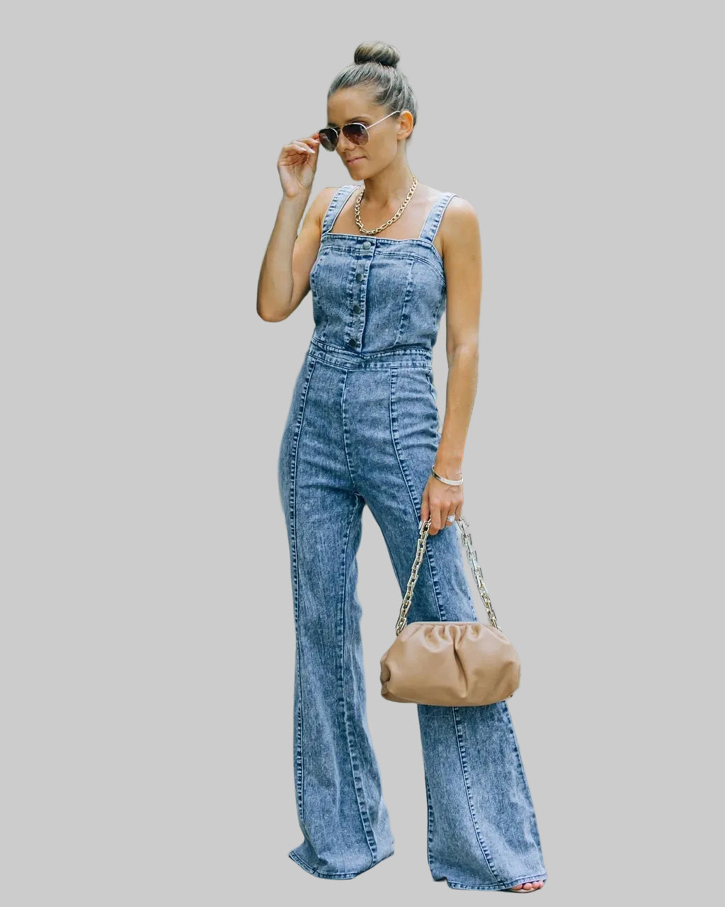 Women's Sleeveless Denim Jumpsuit