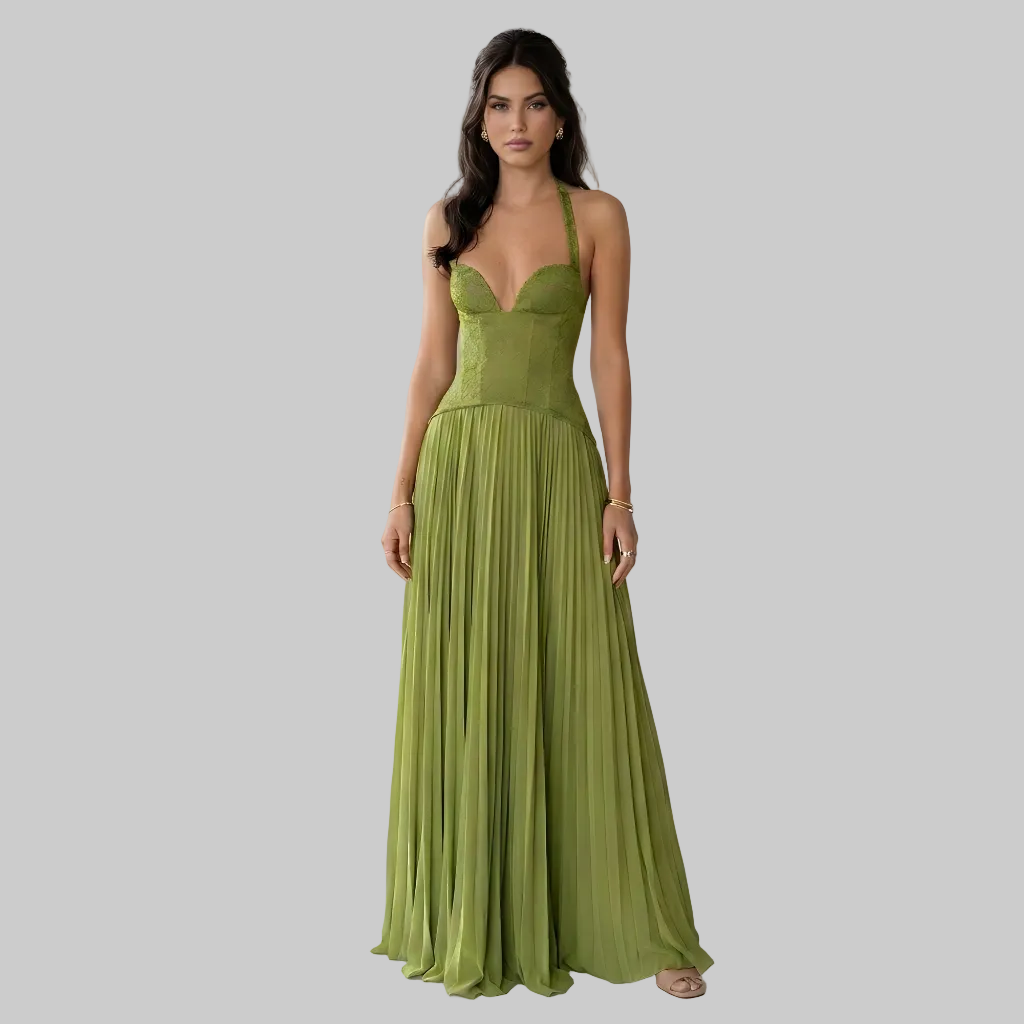 Women’s Sleeveless Maxi Dress with Halter Neckline