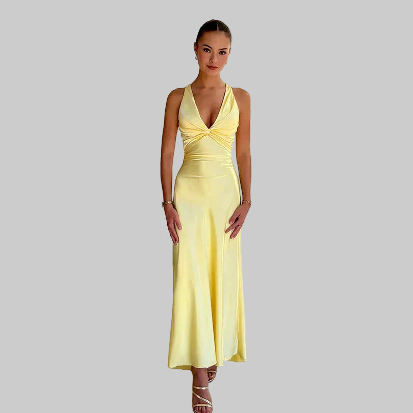 Women’s Sleeveless Maxi Dress with Twist Front