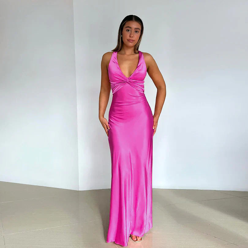 Women’s Sleeveless Maxi Dress with Twist Front