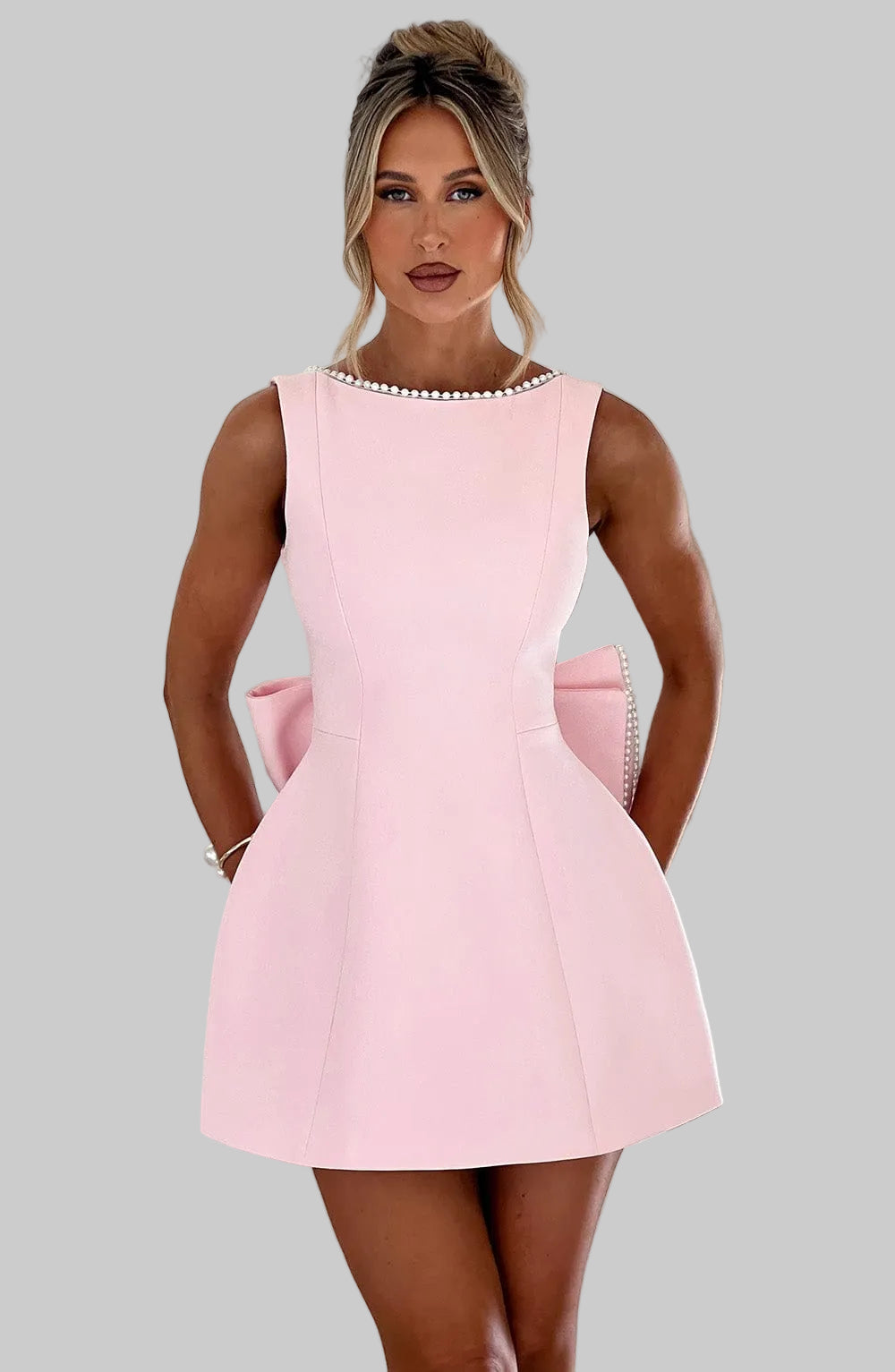 Women’s Sleeveless Mini Dress with Scoop Back