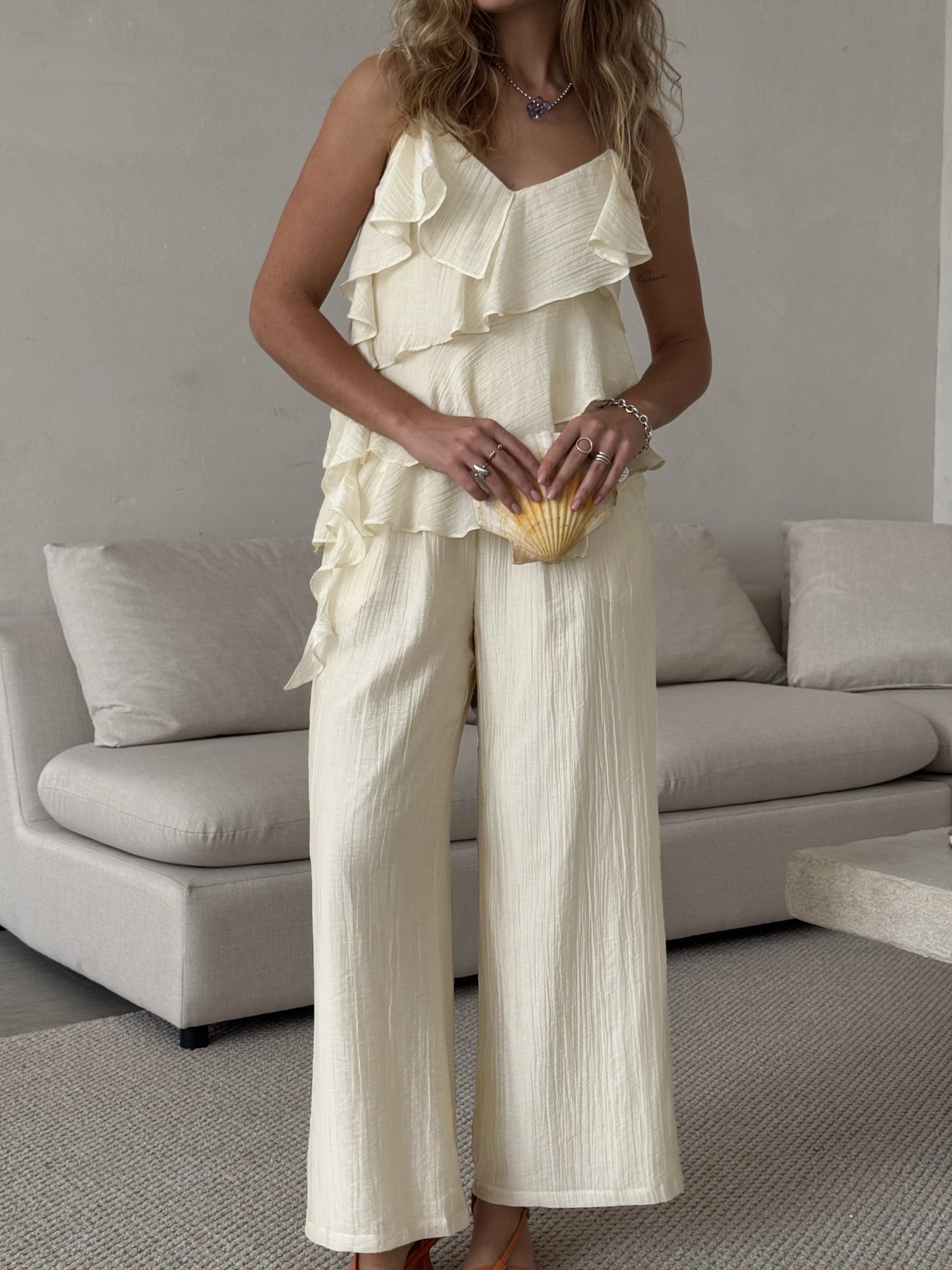 Women’s Tiered Ruffle Top and Pants Set