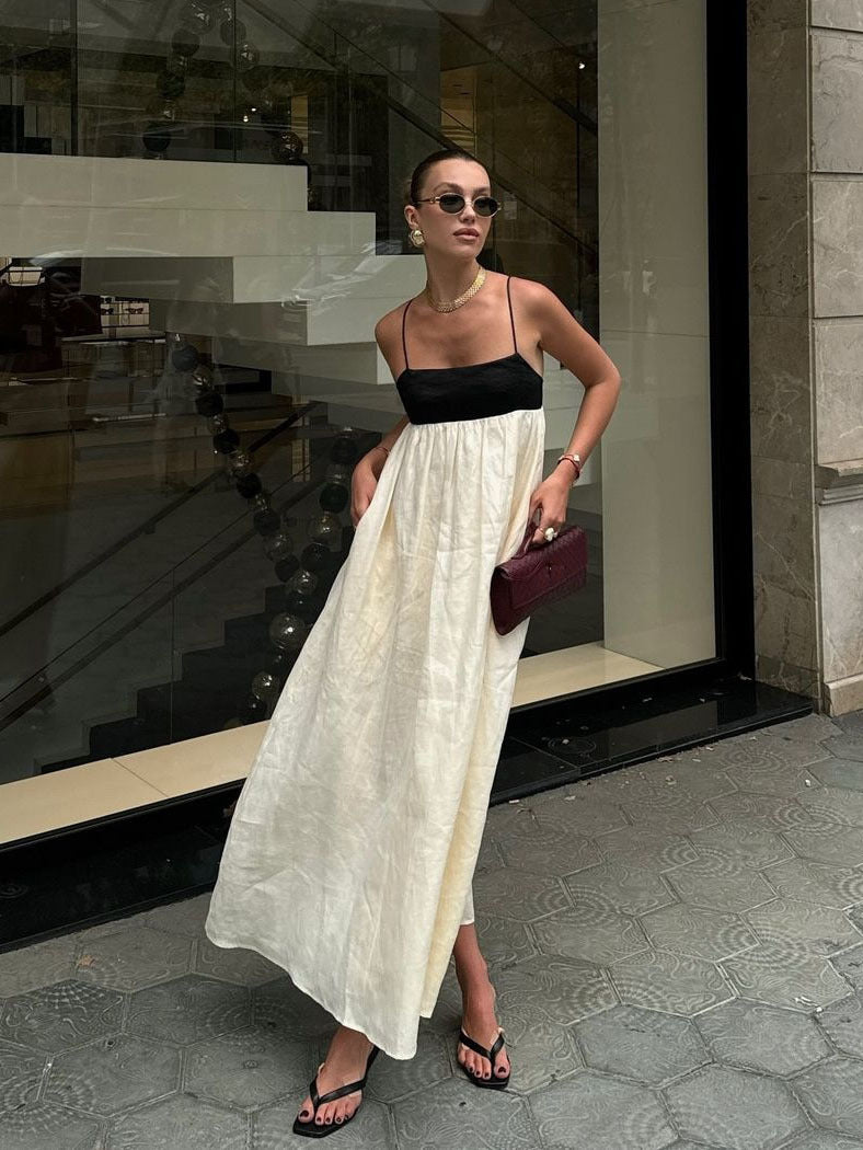 Women’s Two-Tone Strapped Maxi Dress