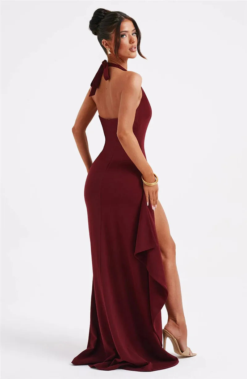 Women’s V-Neck Maxi Dress with Side Slit