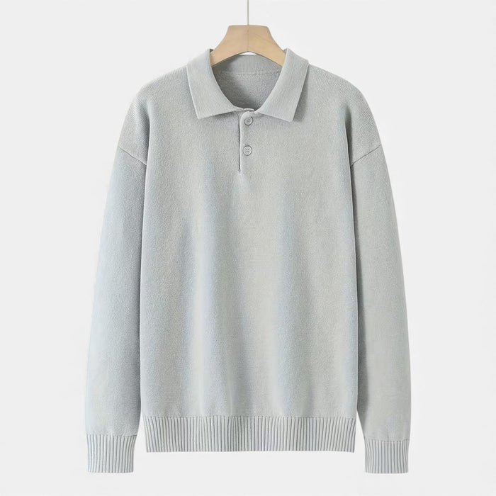 Men’s Loose-Fit Button-Up Polo Sweater