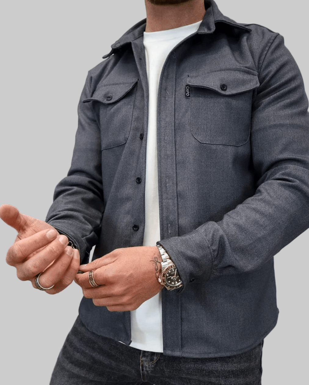 Men’s Button-Front Shirt Jacket