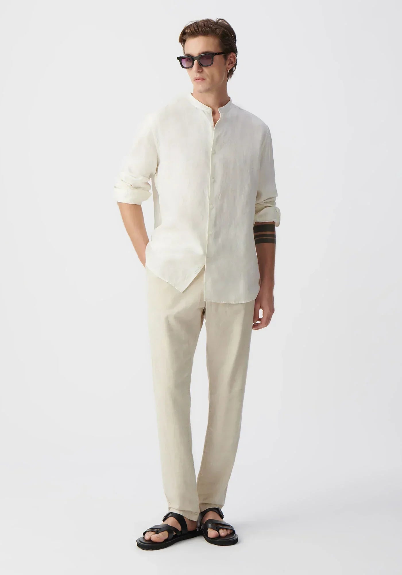Men’s Stand-Collar Button Shirt