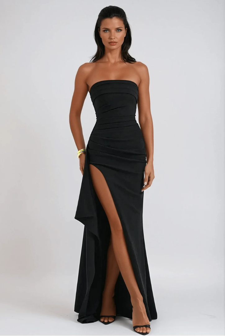 Women’s Strapless High-Slit Evening Gown