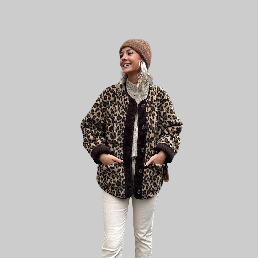 Women’s Button-Front Leopard Jacket