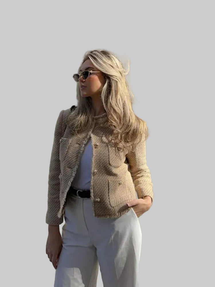 Women’s Button-Front Tweed Jacket