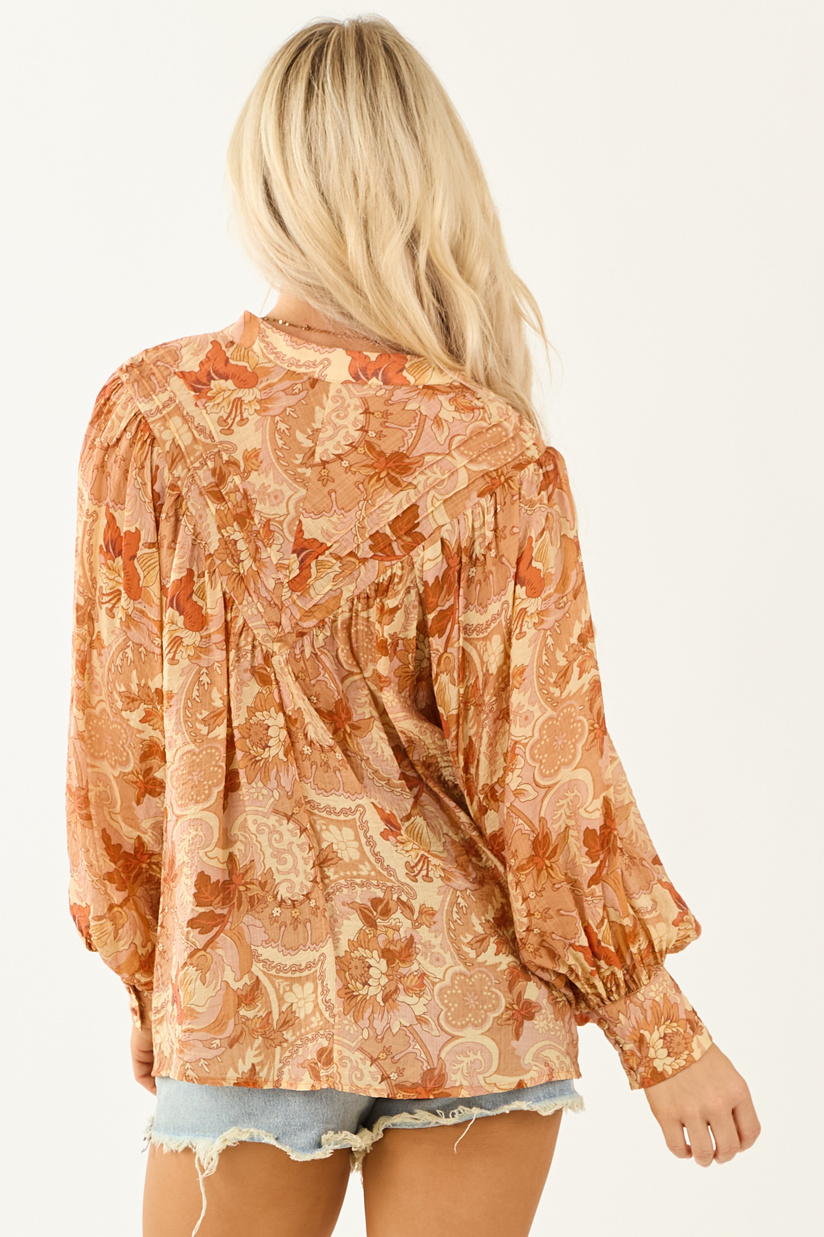 Women’s Floral Print Button-Down Long Sleeve Blouse