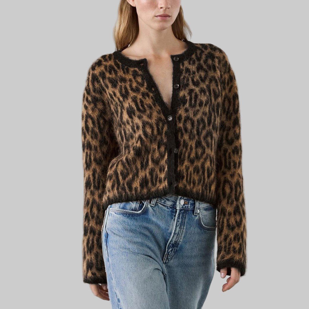 Women’s Leopard Fuzzy Cardigan